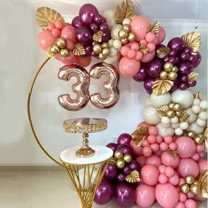 Party Decoration 164st Burgundy Wine Red Balloons Arch Garland Retro Gold Chrome Latex Wedding Baby Shower 30th Birthday Decor