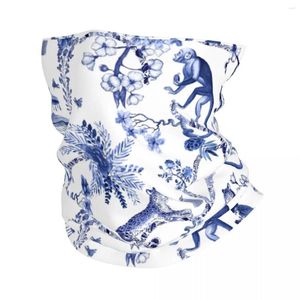 Bandanas Playful Menagerie Blue And White Chinoiseire Pattern Neck Gaiter UV Face Shield Winter Porcelain Bandana Scarf For Cycling