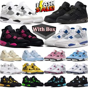 With Box 4s Men Women Basketball Shoes 4 Sail Military Black Cat Midnight Navy Pink Thunder Red Cement Cool Grey Pine Green mens trainer