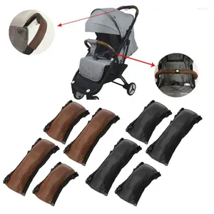 Peças do carrinho 4 PCs/set Baby Pram Presshair Handle Cober Braço para o Case PU Leather Protective