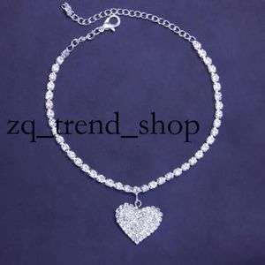 2024 Rhinestone Heart Pengdant Chain 14K Gold Anklets Luxury Armband på bentillbehör för kvinnor Bröllopsfest Fashion Smycken 75