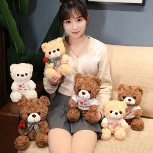 Dolls 20/25cm Cute Rose Teddy Bear Plush Toy Soft Stuffed Animal Doll Pillow Birthday Valentine Gift for Girls Boys Kids Girlfriends