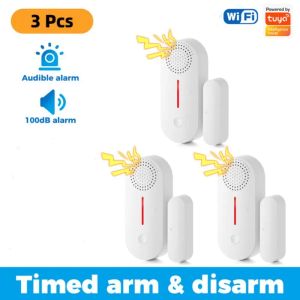 Control WiFi Door And Window Opening Detector 3 PCS Smart Life APP Burglar Alarm Door Open & Closed Detector Antitheft Home Protection