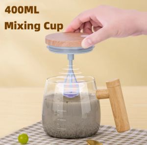 Blender 400 ml Portable Electric Stirring Coffee Cup Självrörande mugg transparent glasmugg Automatisk elektrisk proteinpulvermix