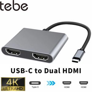 Hubs Tebe USB C Hub Adapter Typec to 4K HDmicompatible VGA Docking Station Support MST für MacBook HP Multiport USBC Hub