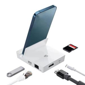 Hubs 6in1 yerleştirme istasyonu 1080p yıldırım, iPhone/iPad USB 3.0 Hub için