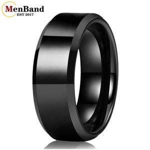 Bandas Menband Men de 6 mm de 8 mm de tungstênio preto carboneto anel de polimento diagonal puro confortável para casamento e anel de noivado