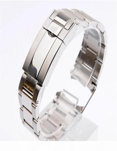 WatchBand 20mm Watch Band Strap 316L Rostfritt stålarmband Curved End Silver Watch Accessories Man Watchstrap For9775059