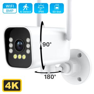 Kameror 8MP 4K PTZ WiFi Camera Outdoor 4MP AI Human Detection IP Camera 1080p Color IR Night Vision WiFi Surveillance Camera ICSEE APP