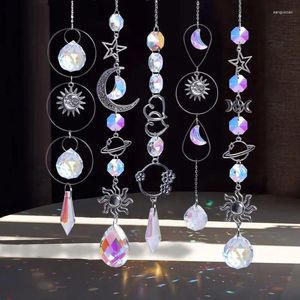 Garden Decorations Heart Crystal Pendant Window Wind Chime Colorful Purple Gold Sun Moon Catcher Home Outdoor Decor