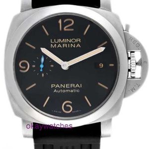 Pannerai 시계 럭셔리 디자이너 루미노 시리즈 44mm 자동 기계식 시계 남성 블랙 플레이트 작은 파란색 바늘 pam01312