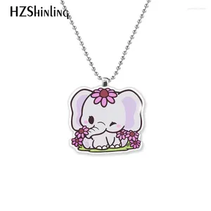 Hänge halsband 2024 tecknade blommor djur koala elefant akryl halsband hängen charms harts epoxy handgjorda hantverk smycken gåvor