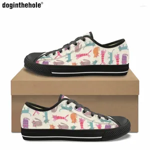 Scarpe casual Doginthehole Cine Cartoon Kitten Stampa tela Ladies Classic Flat Daily Outdoor Walking for Female