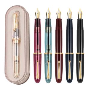 Pens Jinhao 9019 Harz Fountain Stift #8 EF F M NIB Schreiben Tintenstift mit Tintenkonverter -Office -School -Vorräten mit Box mit hoher Kapazität