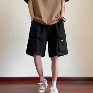 Men's Pants Black cargo shorts mens summer thin style high street brand loose large size pants Y240422