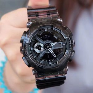 Sportowy cyfrowy kwarc męski zegarek mrożony Out Watch Full Funkcja Światowy czas LED Automatyczny lift Light Black Transparent Series