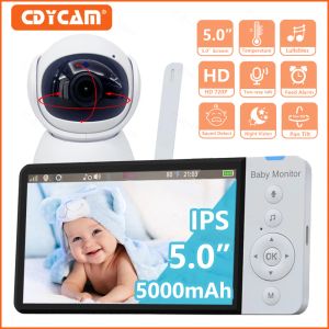 Monitore 5,0 -Zoll -IPS -Bildschirm Wireless Video Baby Monitor mit 5000mAh Akku Nanny PTZ Camera 2way Audio Vox Wiegenlied SD TF Kartenaufzeichnung