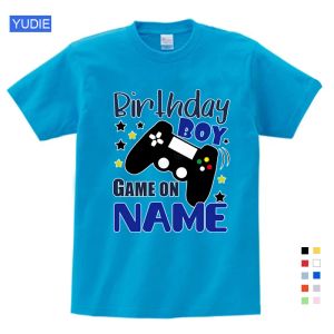 T-shirts Boys T Shirt Game on T Shirts Kids Clothing Custom Name Birthday Tshirt Girls Clothes Children Toddler Baby Tees Summer Casual