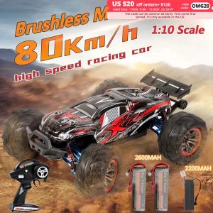 Auto professioneller Erwachsener 80 km/h Legierung Rahmen RC bürstloser Autospielzeug 4WD Buggy High Speed Racing Truck 200 m Bremse 1:10 RC Cars Model Spielzeug