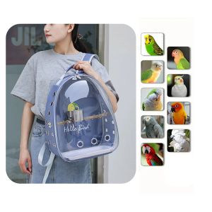 Taschen Myna Carrier Space Bag Haustier -Rucksack mit Vorhaben und Feederbechern für Sittich Cockatiel Travel Acryl tragbarer Vogelpapagei Käfig