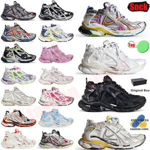 Classic Women Mens Track Runners 7 7.0 7.5 Casual Shoes Designer Leather Free White Black Silver Pink Nylon Mesh Tracks Trainers Dark Taupe Platform Sneakers Storlek 46