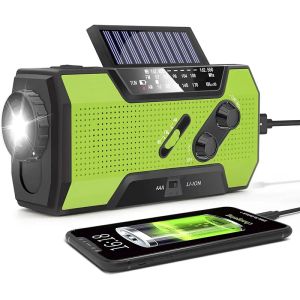 Radio wiederaufladbar tragbares FM -Radio 2000mah Wetterfunkempfänger mit Solarladungshandkurbel batteriebetriebener SOS -Alarm