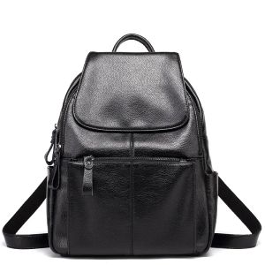 Mochila de couro genuíno para mulheres 2023 Novo estilo coreano Moda de moda versátil Viagem de grande capacidade Antitheft Backpack