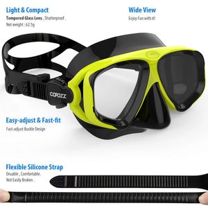 Copozz Professional Diving Scuba Mask No Fogging Snorkelingダイブメガネシール焼きガラスゴーグルメンズ240416