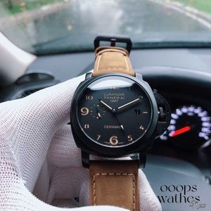 Paneraiiis Watch Luxury Watch Designer Watch Otomatik Mekanik Hareket Bilek saati Safir Ayna Boyutu 44mm Cowhide Watch Bant Weng