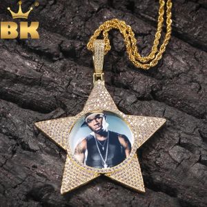 Ожерелья tbtk Hiphop пять заостренных звездных подвеска на заказ фоторамки с умолчанием Cz Diy Модные украшения для мужчин и женщин