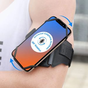 Grupper set mobiltelefon armbandshållare avtagbar 360 ° roterande löpande telefon handleds väska armband navigation armväska för fitness cykling