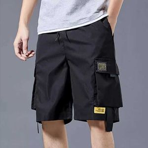 Herrenhosen Chiao Marke Originalbanddekoration Große Taschen Overalls geschnittene Männer dünne gerade Rohrlösche Shorts Y240422