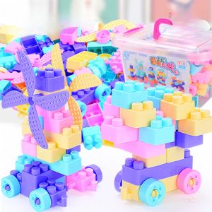 Block 100st stora partikel DIY -byggstenar Toy Bulk Inserting Assing Construction Toys Children Education Education Toys