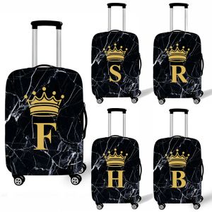 Accessori Fashion Black Marble Crown Letter Gaglie Gaggine Travel Letter A Z Crown Valuto copertura per carrello elastico Coperchio protettivo