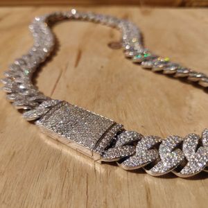 Большой хип -хоп кубинский цепь VVS безупречный Moissanite Cuban Link Good Price Iced Out Miami Cuban Link Chain Solid Silver 925