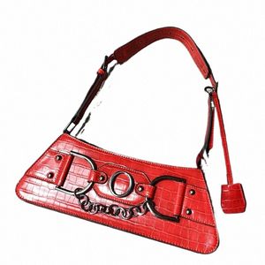 moto & Biker Bags For Women Luxury Designer Handbags Purses 2024 New In PU Crocodile Pattern Sequined Letters Chain Y2K Shoulder W4Lj#