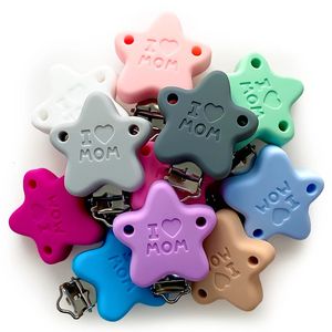 10pcs Baby Silicone Pacifier Clip Pentagrama alimento de grau DIY Toys Toys Acessórios Presentes 240415
