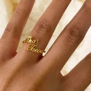 Ringe Doremi Gold Custom Name Anfänglicher Ring Doul Breot Birthstone Ring Gold Alphabet Paar Ringe für personalisierten Schmuck