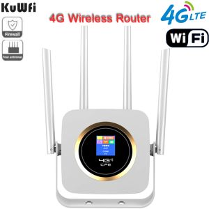 Roteadores kuwfi 300mbps 4g roteador sem fio LTE WiFi Router 4G Modem Hotspot Wi -Fi Mobile WiFi com cartão SIM Builtin 3000mAh Batter