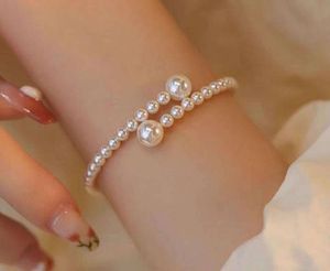 Link bransoletki francuska vintage perła bransoletka dla kobiet lekka luksusowa projektant mody prosta miła