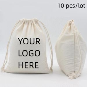Çantalar 10/20pcs Logo Özelleştirilmiş Pamuk Depolama Düğün Partisi Hediye Paketi Kişiselleştirilmiş Torbalar Noel Toz Çuvalları