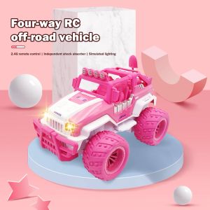 Bil 1:12 RC Bil Kids Toy Pink Offroad Vehicle With Light 2.4G Climbing Car Radiocontrolled Crosscountry Car Girls Childern Gift