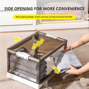 Bins 1pc Foldable Storage Trunk Open Storage Box Transparent Storage Box Home Wardrobe Clothes Organizer Large Capacity Clear Plastic