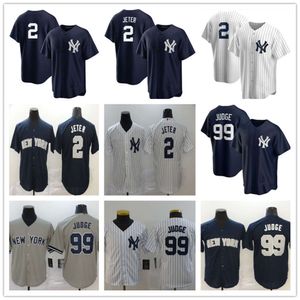 Football Jerseys Yankees Jersey 2#jeter 99#judge Blue White Cardigan Training Embroidered