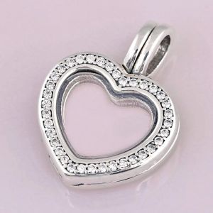 Strängar små lockar glittrande hjärta flytande kristallhalsband hänge för 925 sterling silver pärla charm armband europa diy smycken