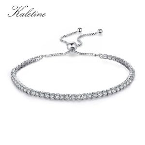 Strands KALETINE Charm Bracelets For Women Real 925 Sterling Silver Bracelet Pink CZ Original Tennis Beads Link Men Jewelry Adjust Chain