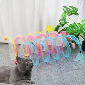 Brinquedos de brinquedos em espiral túnel odor sem arremesso de traslado de gato túnel de gato brinquedo engraçado armazenamento dobrável interativo Celure -se em brinquedos de gatos