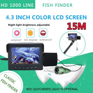Câmera de pesca subaquática do Finder Finder Finder 15m/30m 1200TVL Monitor de 4,3 polegadas 6pcs 1W Câmera de visão noturna LED para pesca no mar de gelo