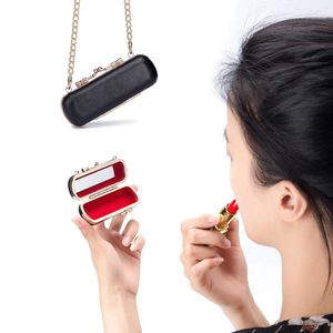化粧品バッグ本革ミニチェーンクロスボディレディーファッション小さなメイクアップバッグガールズポータブルケース口紅箱