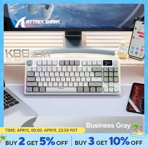 K86 Wireless Swappable Mechanical Keyboard Bluetooth24G med skärm och volym Rotary -knapp för spelarbete 240418